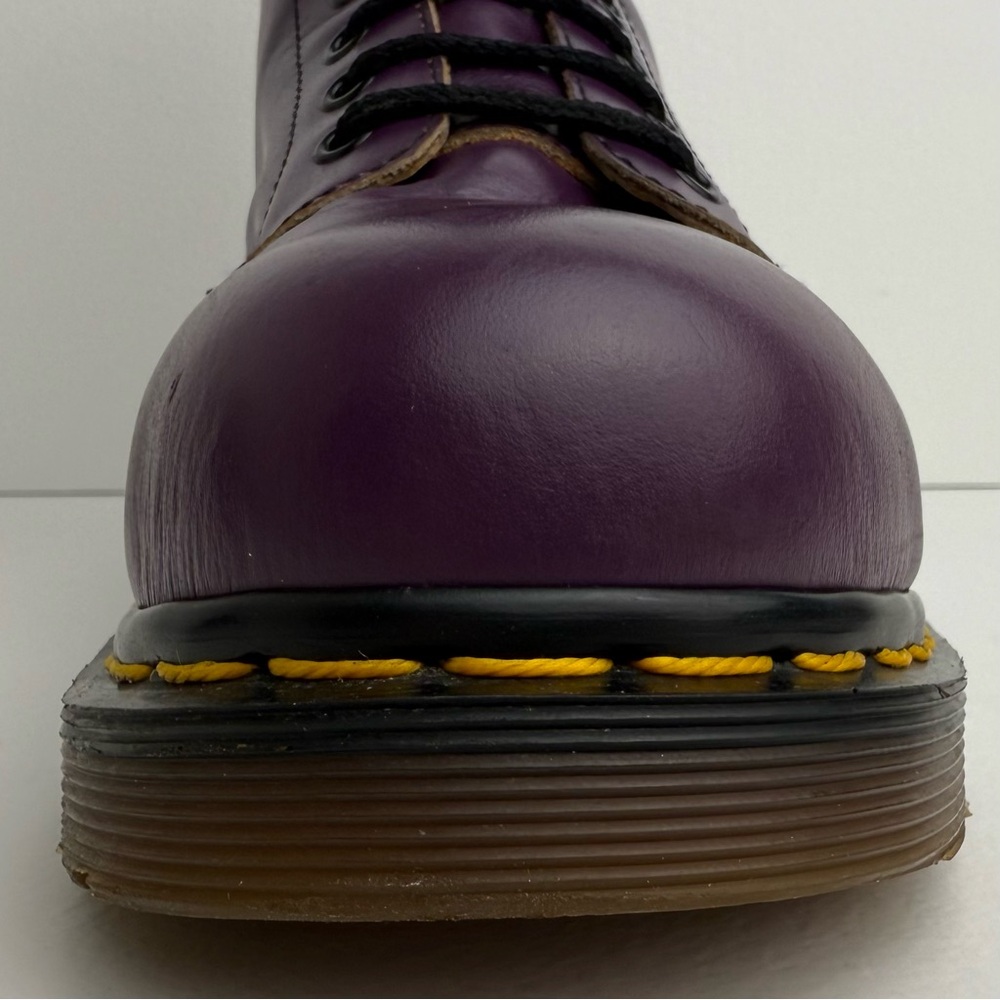 Vintage Dr. Martens England 1919 Purple Leather Steel Toe 10 Eye Boots UK 5 - Picture 11 of 16